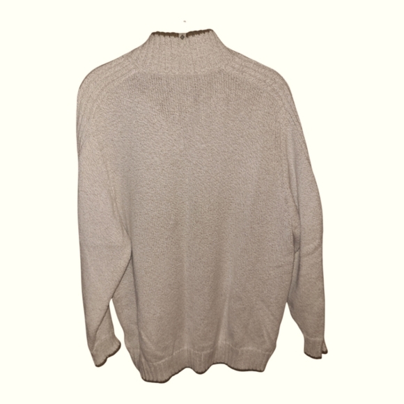 Cloumbia* 1/4 Zip* Cotton Blend Sweater* Oatmeal with Brown Trim* Sz L - Picture 4 of 7